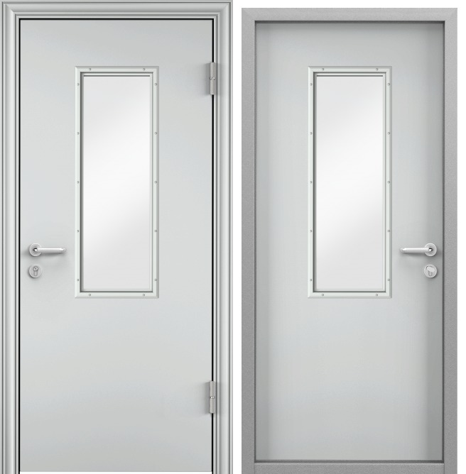 Дверь противопожарная EI 60 RAL 7035 серый / RAL 7035 серый — RAL 7035 серый — RAL 7035 серый